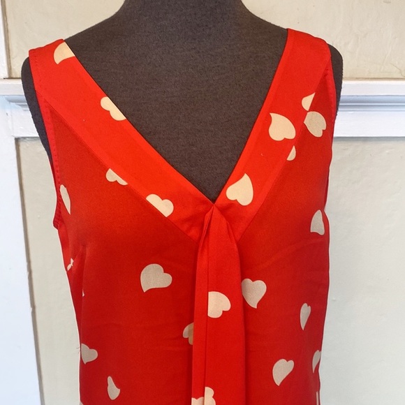 Tory Burch Silk Heart Print Sleeveless Blouse Top - Picture 2 of 7